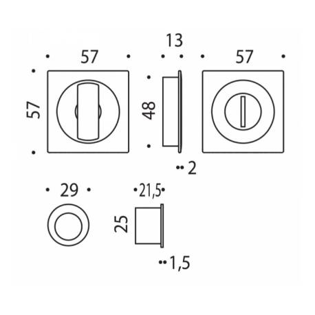 Cuvette encastrée MOOD Q carré 57 mm sans serrure ,C09 jaune citron