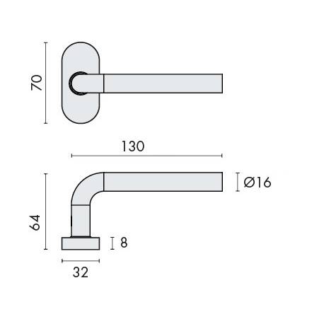 Paire de béq. sur rosaces ovales, modèle L16 mm Project 01. époxy noir mat