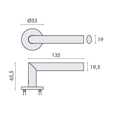 Paire de béq. sur rosaces rondes à visser, modèle Project 09. Inox brossé 304