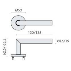 Paire de béq. sur rosaces rondes à visser L90° 16 mm Loginox LG.105. inox brossé