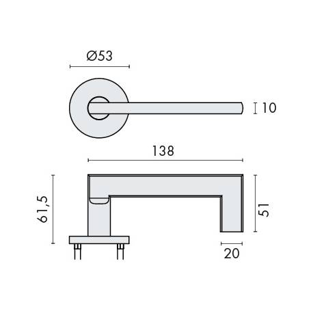 Pr. de béq. sur rosaces rondes à visser, modèle Project 08. Inox brossé 304
