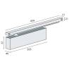 Ferme-porte EXS 500 bras compas, capot 3 côtés inox, force 2-6 argent
