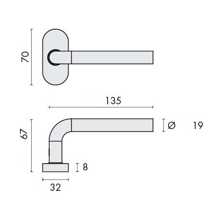 Paire de béq. sur rosaces ovales, modèle L19 mm Project 02.époxi noir mat